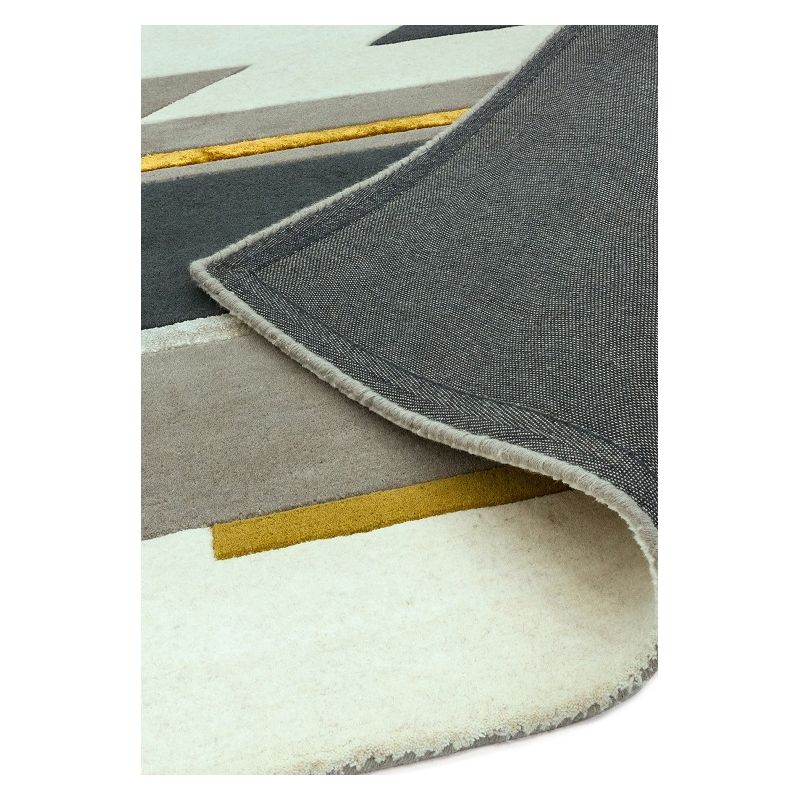 Tapis contemporain de salon en laine gris blanc et or Vendôme 