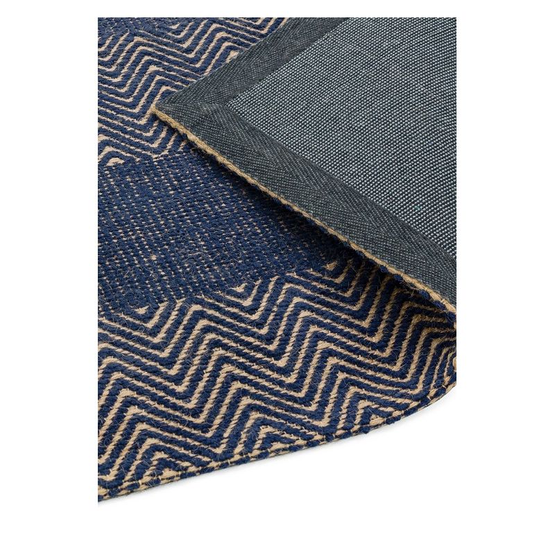 Tapis contemporain tissé main en coton et jute naturels bleu Raspail 