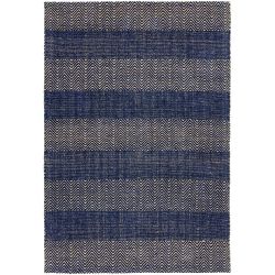 Tapis contemporain tissé main en coton et jute naturels bleu Raspail