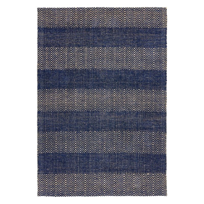 Tapis contemporain tissé main en coton et jute bleu Raspail - JOSEPH LEBON