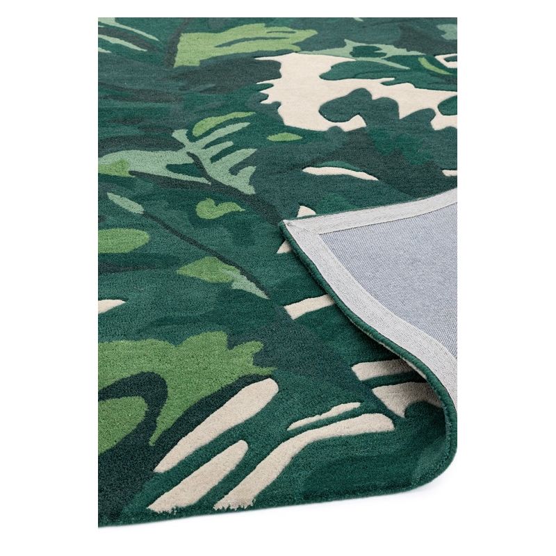 Tapis original en pure laine motif végétal jungle Amazonia