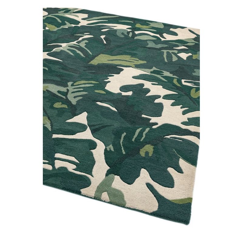 Tapis original en pure laine motif végétal jungle Amazonia