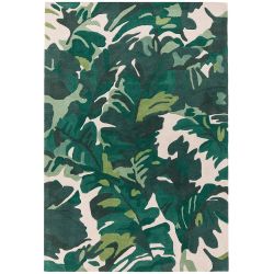 Tapis original en pure laine motif végétal jungle Amazonia