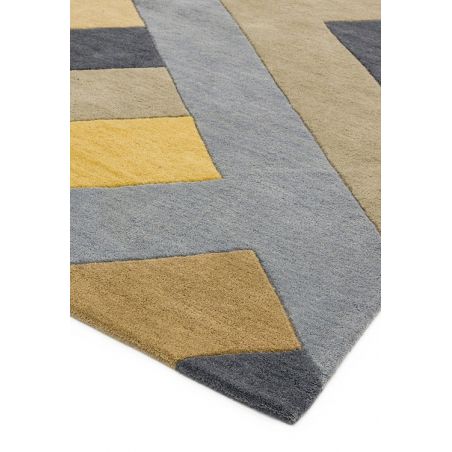 Tapis moderne à motifs géométriques 100% laine ocre et gris Montparnasse Tapis moderne à motifs géométriques 100% laine ocre et gris Montparnasse