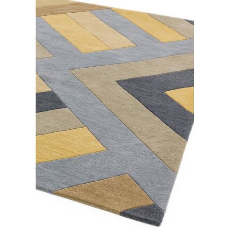 Tapis moderne à motifs géométriques 100% laine ocre et gris Montparnasse Tapis moderne à motifs géométriques 100% laine ocre et gris Montparnasse