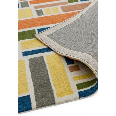 Tapis de salon contemporain pure laine tuftée main tetris bleu orange Oleniok Tapis de salon contemporain pure laine tuftée main tetris bleu orange Oleniok