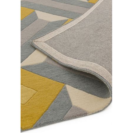 Tapis de salon moderne pure laine tuftée main ocre et gris Ternes Tapis de salon moderne pure laine tuftée main ocre et gris Ternes