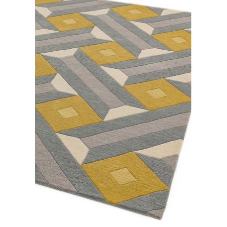 Tapis de salon moderne pure laine tuftée main ocre et gris Ternes Tapis de salon moderne pure laine tuftée main ocre et gris Ternes