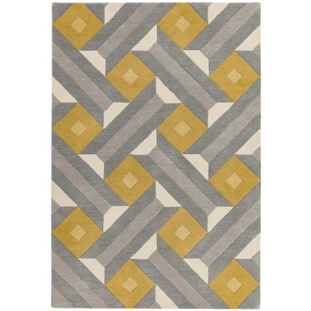 Tapis de salon moderne pure laine tuftée main ocre et gris Ternes Tapis de salon moderne pure laine tuftée main ocre et gris Ternes