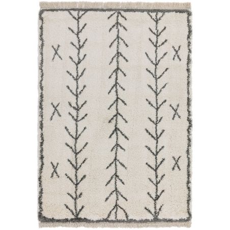 Tapis de style berbère en polypropylène extra doux motif flèches crème et gris Tigre