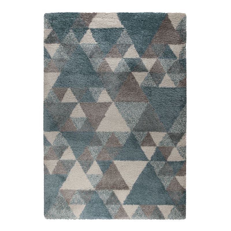 Tapis design géométrique bleu gris ecru dakari Nuru - FLAIR RUGS