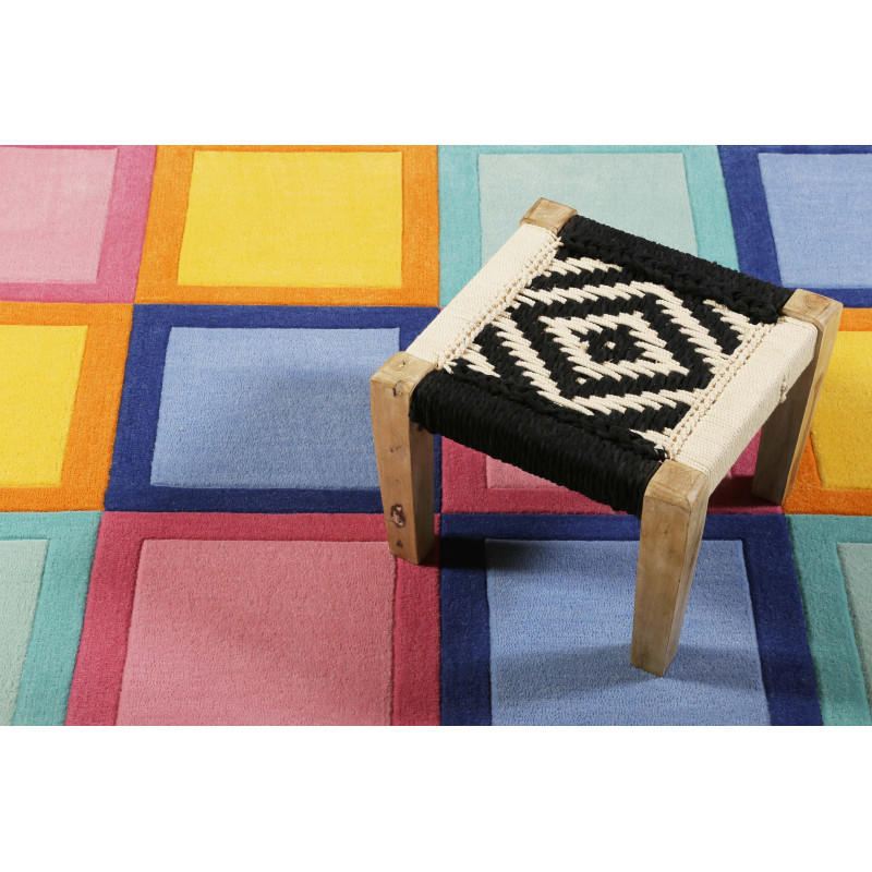 Tapis de chambre tufté main en polyester Domino Day multicolore vif