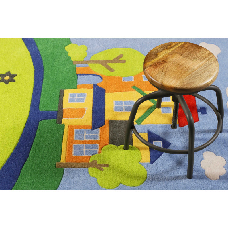 Tapis original pour chambre d'enfant motif maison colorée