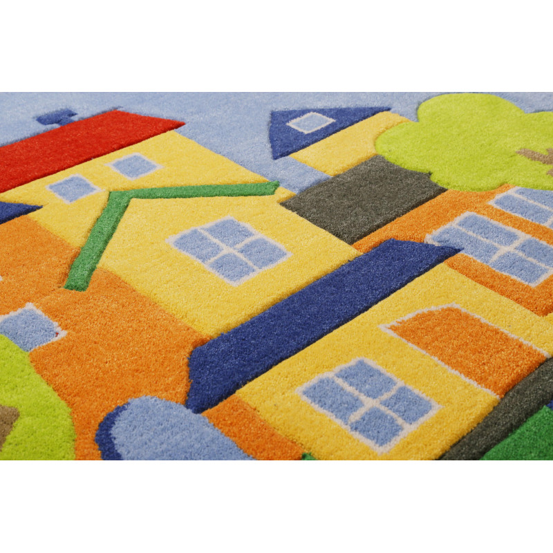 Tapis maison enchantée couleurs vives pour chambre d'enfant
