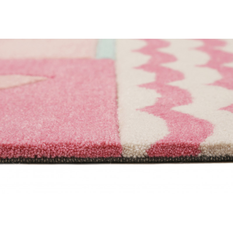 Tapis motif tropiques flamant rose en polyester