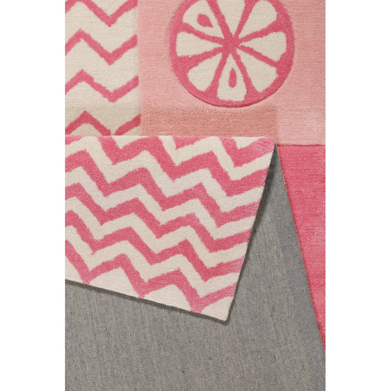 Tapis tufté main tropical rose en polyester