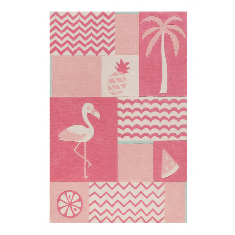 Tapis de chambre tufté main en polyester Fruity Flamingo Rose