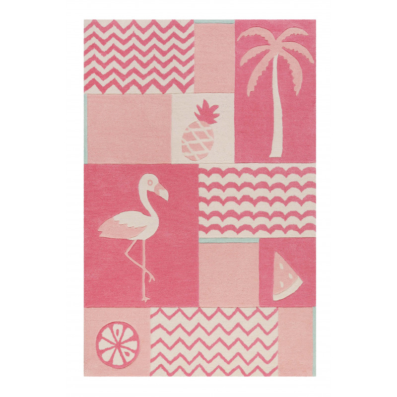 Tapis de chambre tufté main en polyester Fruity Flamingo Rose - SMART KIDS