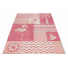 Tapis enfant flamant rose ambiance tropical en polyester