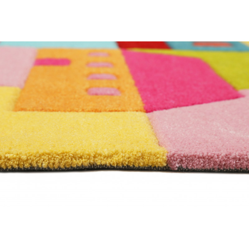 Tapis de qualité pour chambre d'enfant en polyester maisons colorées