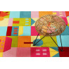 Tapis d'enfant tufté main en polyester motifs maisons colorées