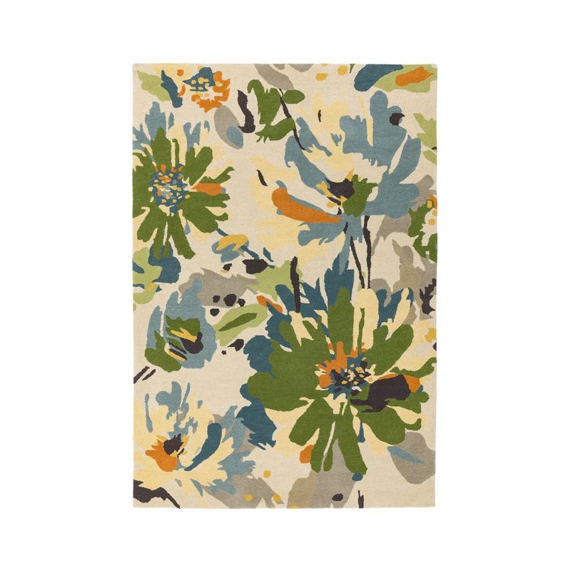 Tapis fleuri pure laine tuftée main vert multicolore Jardin des Fleurs - JOSEPH LEBON