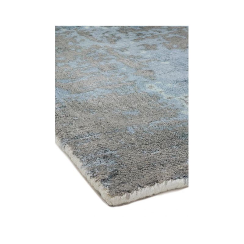 Tapis de salon moderne  viscose tissé main Bercy bleu