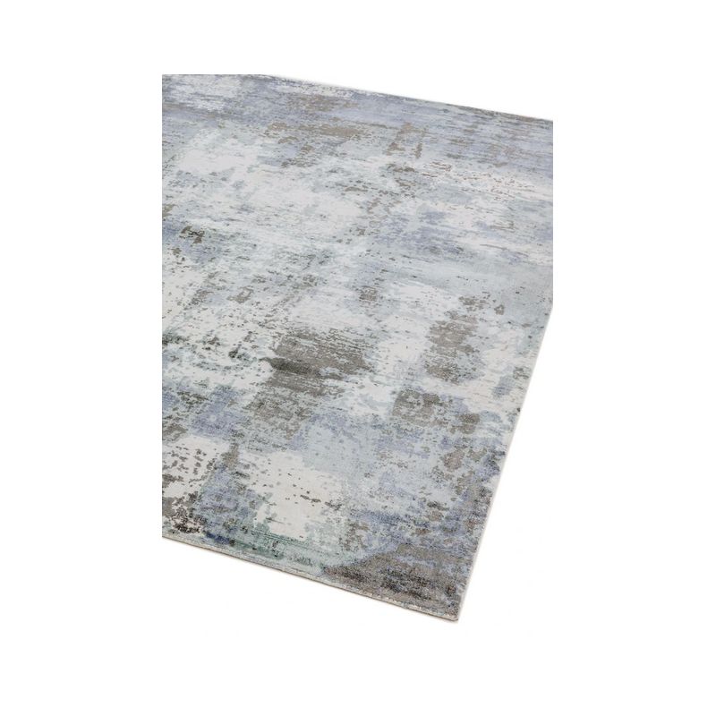 Tapis de salon moderne  viscose tissé main Bercy bleu