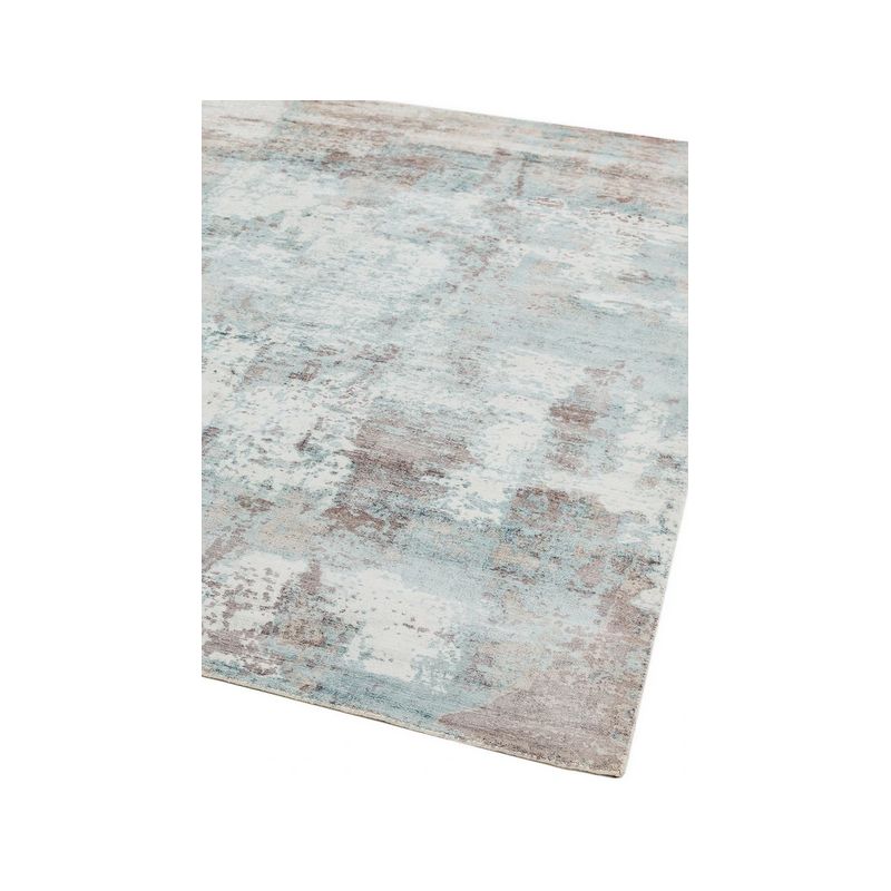 Tapis de salon moderne  viscose tissé main  Bercy azur