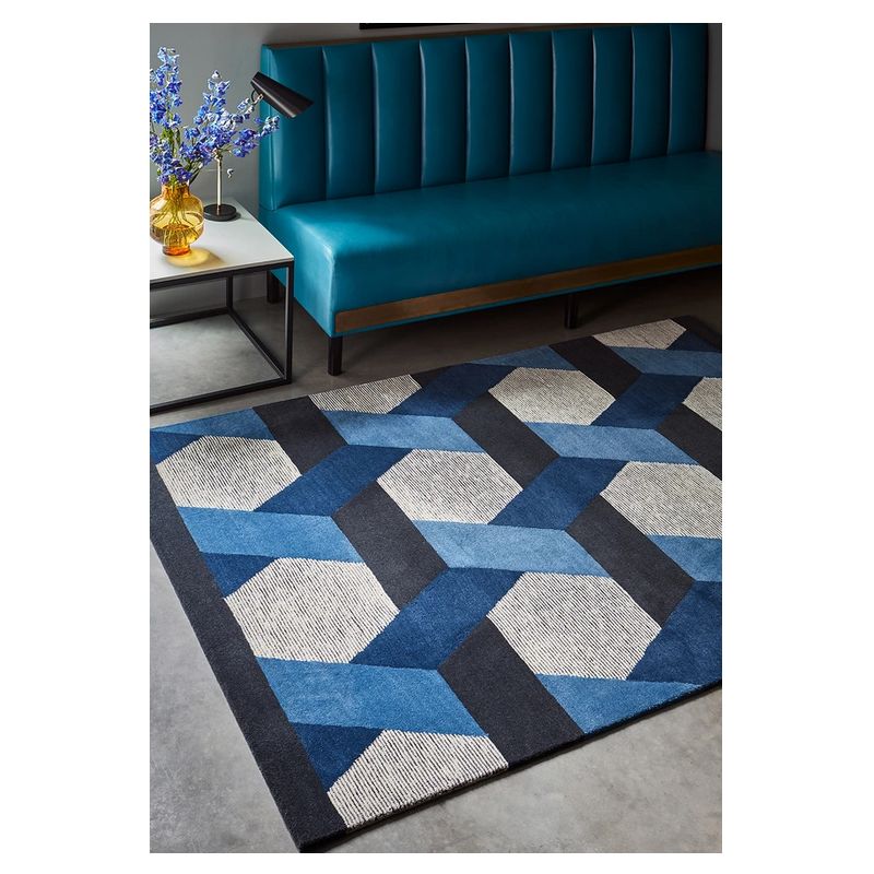 Tapis de salon  contemporain haut de gamme Chatelet bleu