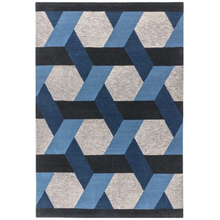 Tapis de salon  contemporain haut de gamme Chatelet bleu 160 x 230 cm