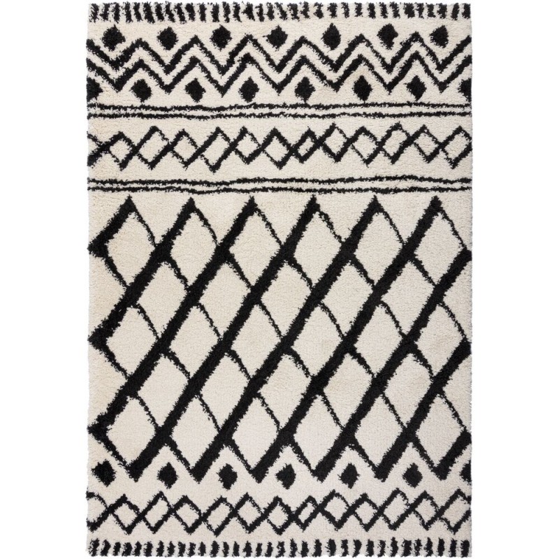 Tapis de salon Souk berber noir et ivoire