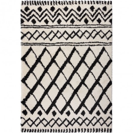 Tapis en jonc de mer motif tribal noir 160x230 CHIC