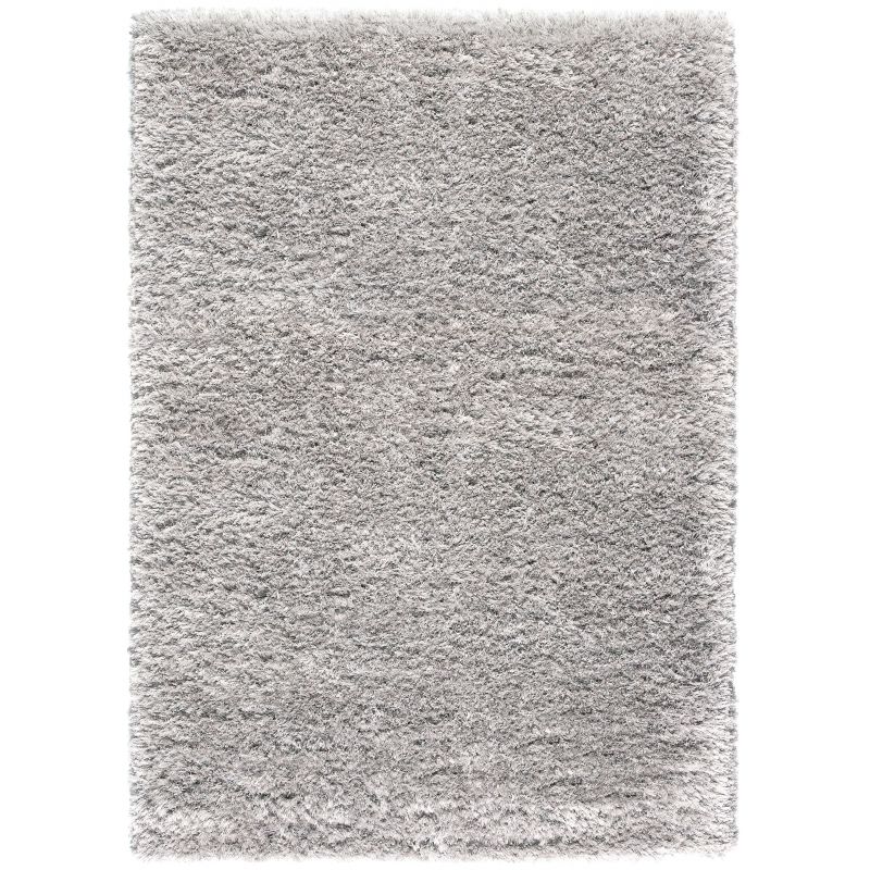 Tapis shaggy long poils en laine et polyester de qualité Izar gris clair