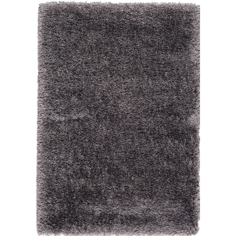 Tapis shaggy long poils en laine et polyester de qualité Izar gris foncé