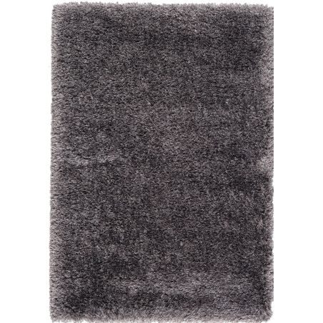 Tapis shaggy long poils en laine et polyester de qualité Izar gris foncé