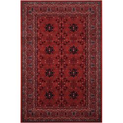 Tapis haut de gamme Orion pure laine dessins orientaux avec bordure rouge et bleu