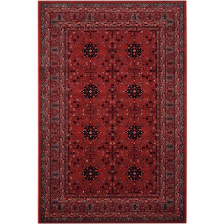 Tapis haut de gamme Orion pure laine dessins orientaux avec bordure rouge et bleu