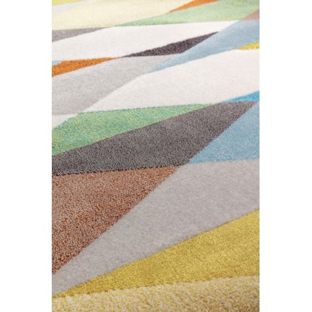 Tapis moderne Fulu polyester dessin losanges multicolore Tapis moderne Fulu polyester dessin losanges multicolore