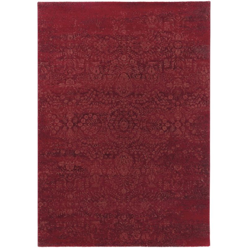 Tapis de salon classique pure laine Uranus rouge motifs floraux ton sur ton - TAPIS CHIC COLLECTION