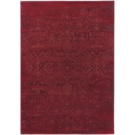 Tapis de salon classique pure laine Uranus rouge motifs floraux ton sur ton Tapis de salon classique pure laine Uranus rouge motifs floraux ton sur ton