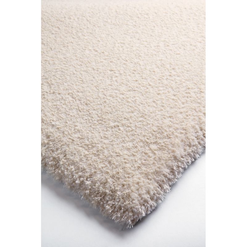 Tapis moderne Alcyone en laine et polyester doux chiné écru et beige