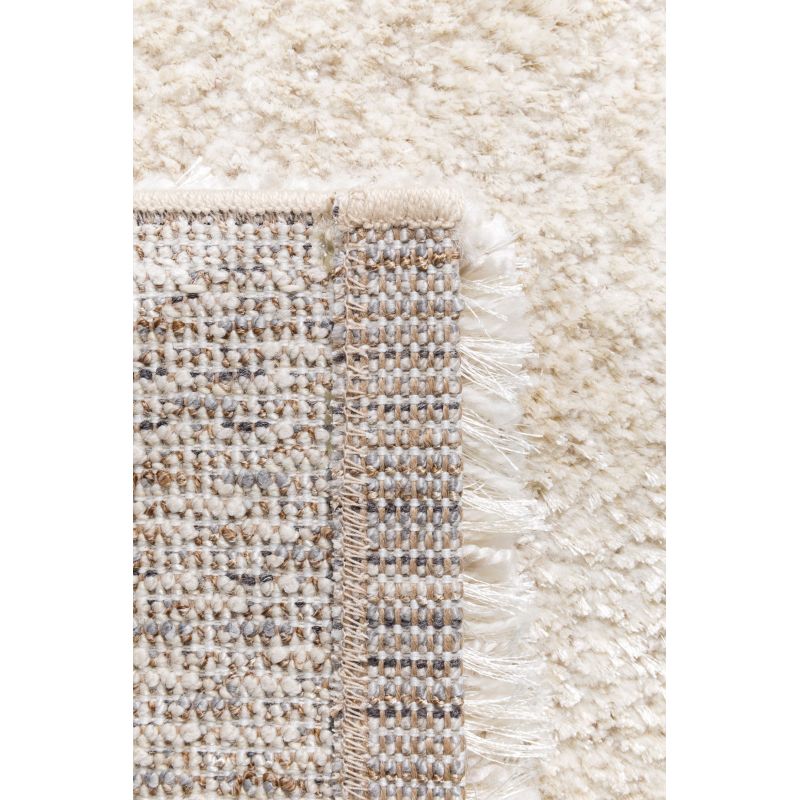 Tapis moderne Alcyone en laine et polyester doux chiné écru et beige