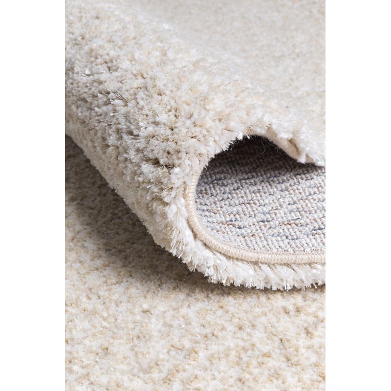 Tapis moderne Alcyone en laine et polyester doux chiné écru et beige