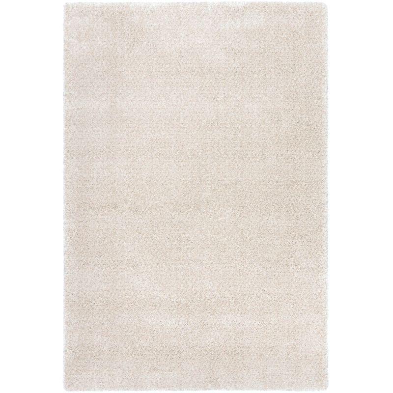 Tapis moderne Alcyone en laine et polyester doux chiné écru et beige