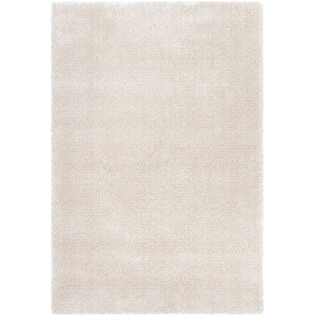 Tapis moderne Alcyone en laine et polyester doux chiné écru et beige