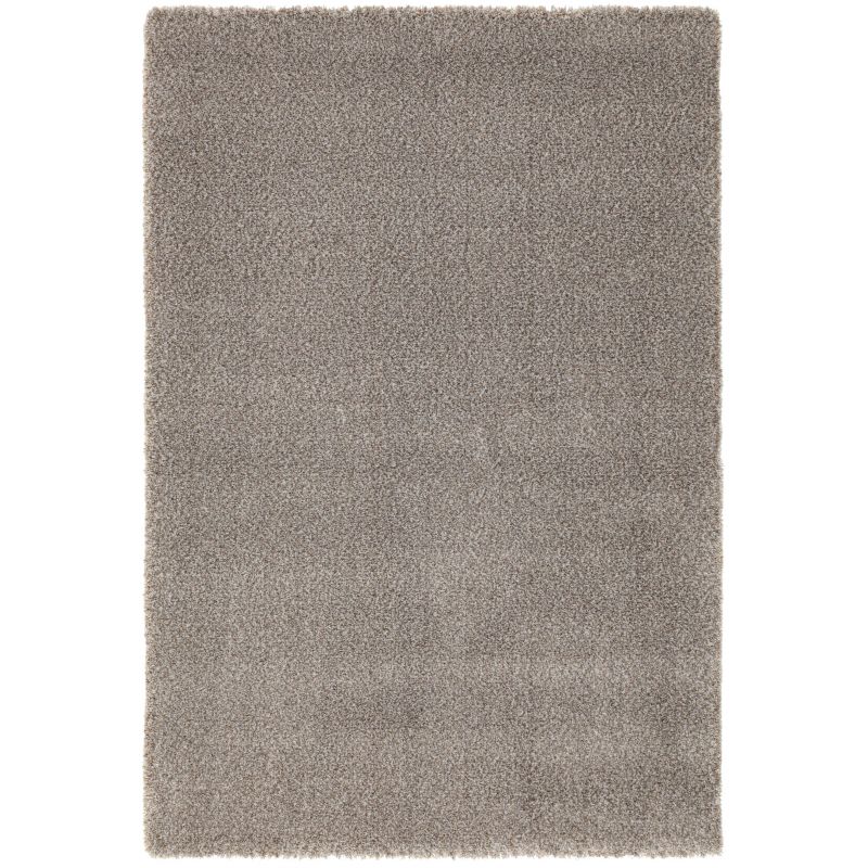 Tapis moderne Alcyone en laine et polyester doux chiné gris souris et beige