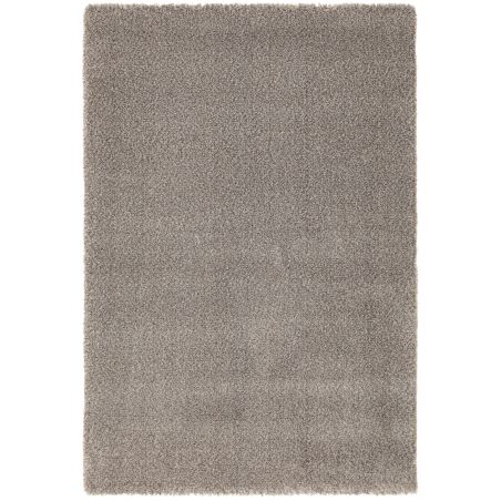 Tapis moderne Alcyone en laine et polyester doux chiné gris souris et beige