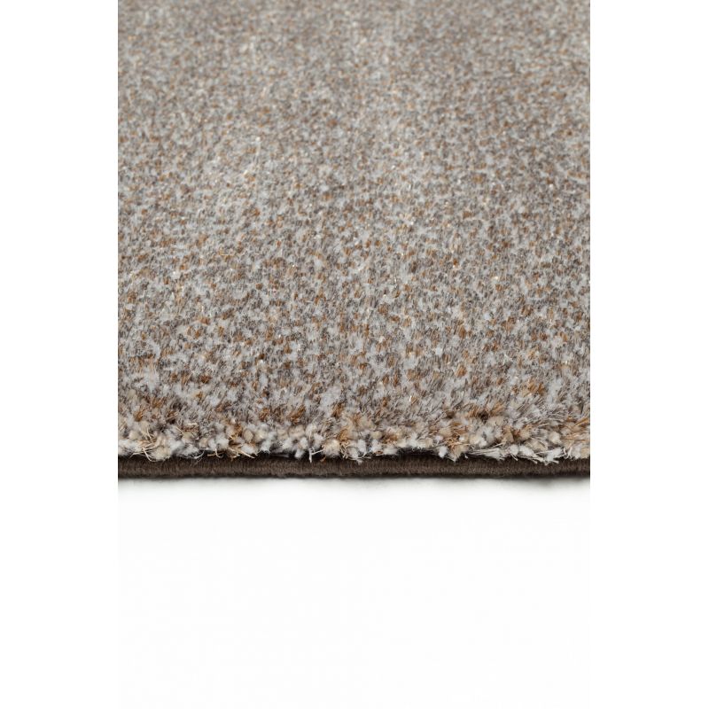 Tapis moderne Alcyone en laine et polyester doux chiné gris souris et beige