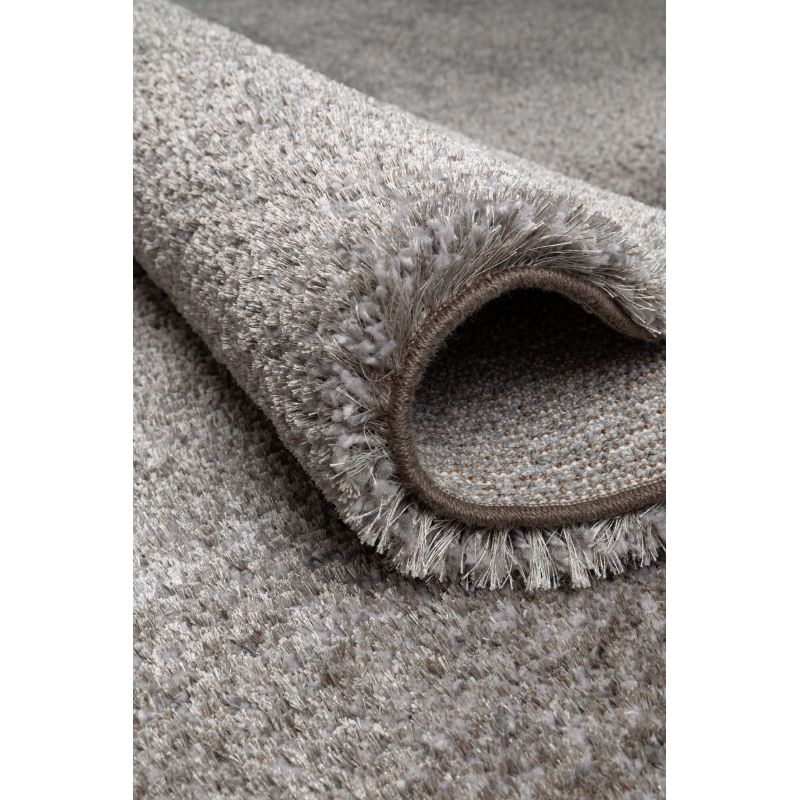 Tapis moderne Alcyone en laine et polyester doux chiné gris et blanc